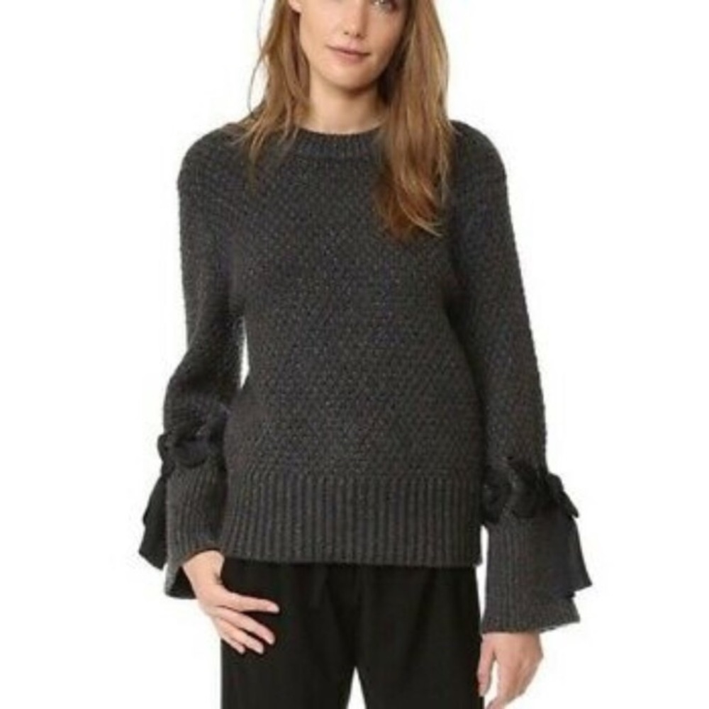 Women's Gray Sweater with Bow Accents